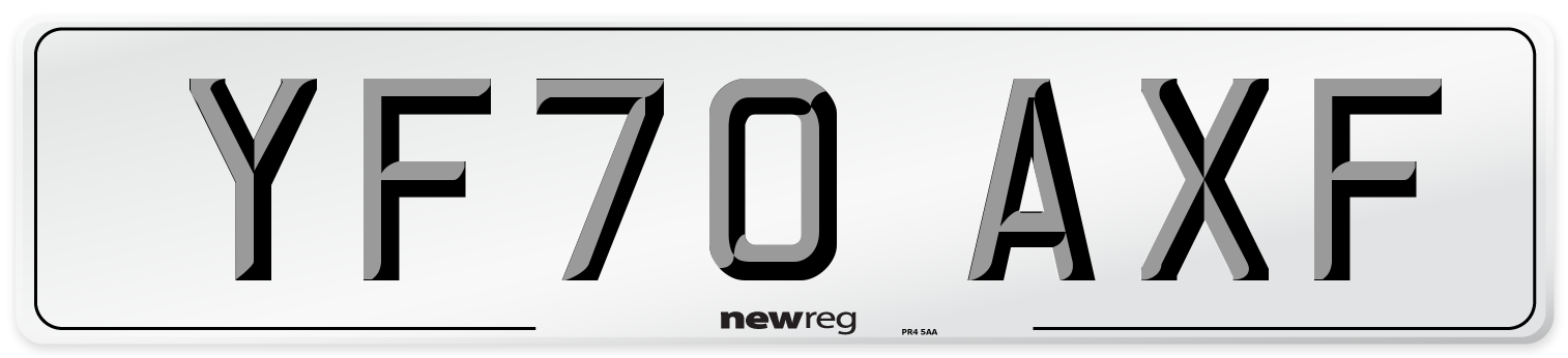 YF70 AXF Number Plate from New Reg